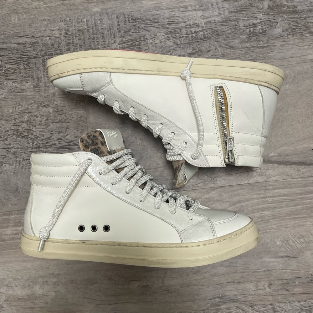 P448 White High-Top Sneakers with Zipper Detail